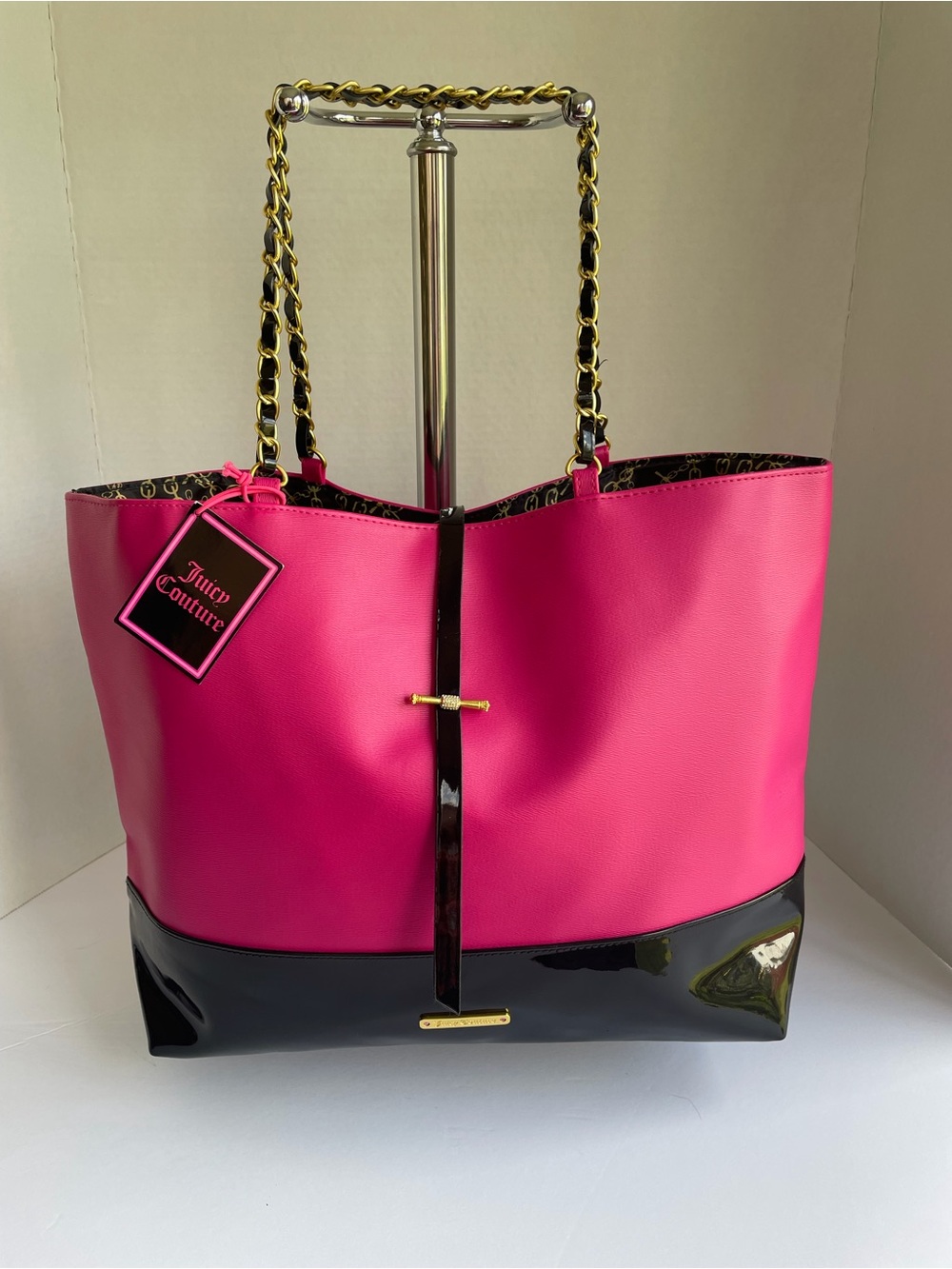 Juicy Couture Hot Pink & Black Tote Shoulder Bag